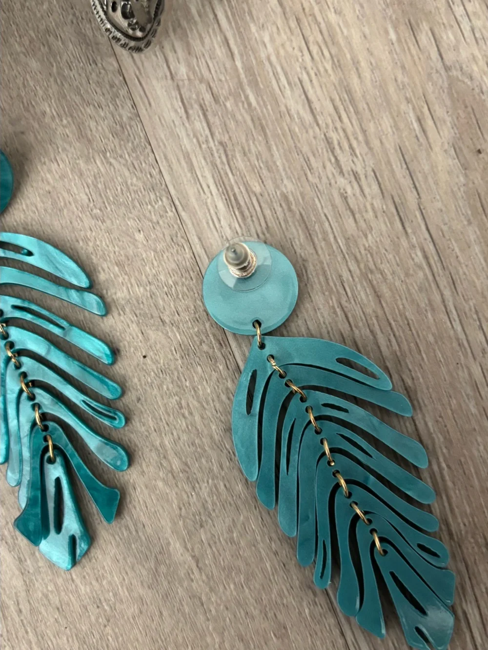 Turquoise Leaf Drop Earrings & Silver Multi-Stone Cuff Bracelet Set